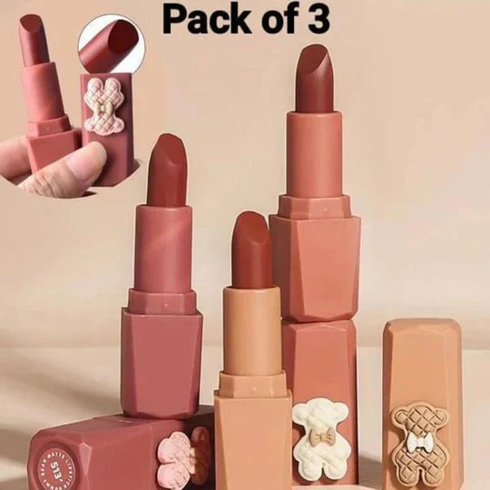 Color Castile Pack Of 3 Bear Shape Matte Lipsticks